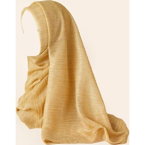 Sparkling Lurex Scarves Shawl Womens Head Wrap Wrinkled Strechable Muslim Hijabs Glitter Islamic Modest 180x68cm