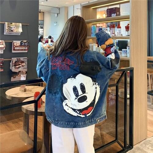 Disney 2020 Mickey mouse coat Cartoon Denim Jacket Spring and Autumn Fashion Loose Casual Top