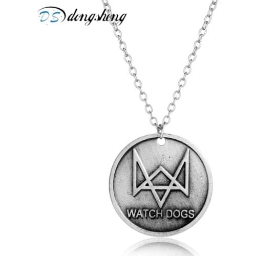 Dongsheng Fashion Watch Dog Letter Pendant Necklace Watchdog Logo Necklace Vintage Men Jewelry Statement Choker Necklace