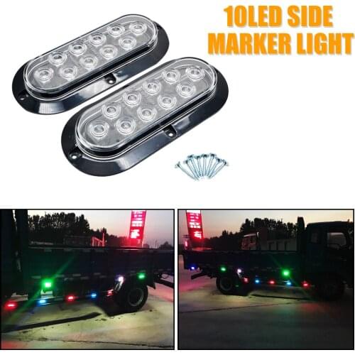 Trailer Side Signal Light 2X Truck Side Marker Light Tail Indicator White 10LEDs Exterior Work Lamp Car Accessories Universal