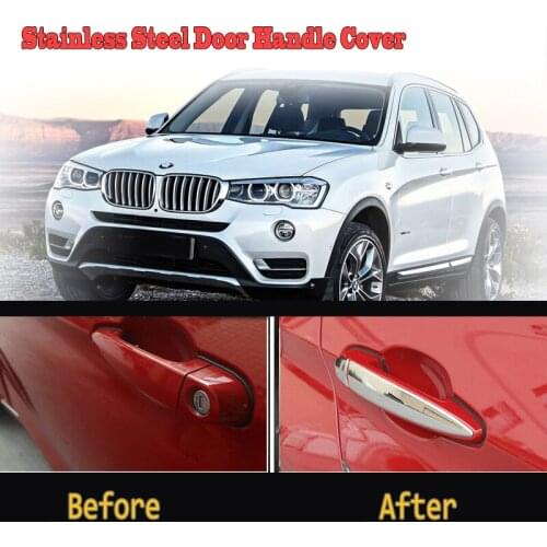 Karcng 8 pcs/lot for BMW X1 E84 X3 F25 X4 E70 X5 F15 X6 E71 Car door handle cover stainless steel Chrome decorative sticker