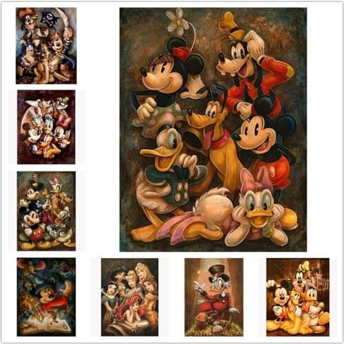 Disney Mickey Canvas Painting Mickey Mouse and Donald Wall Art Posters and Prints Wall Art Picture for Living Room Decor