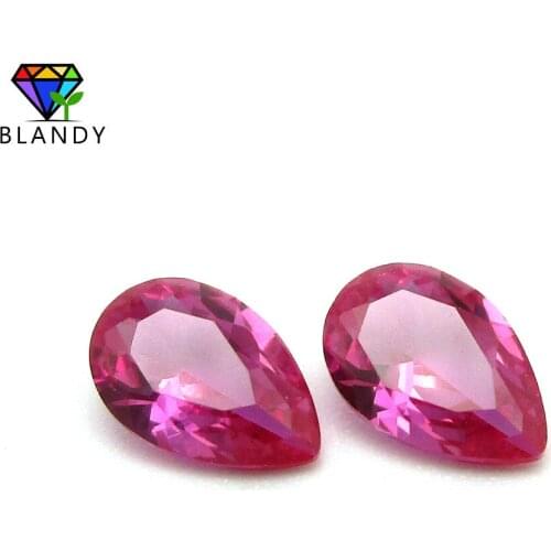 Factory Price Red Gems 3x5~10x14mm Pear Cut 3# Red Stone Synthetic Corundum Stone For Jewelry Free Shipping