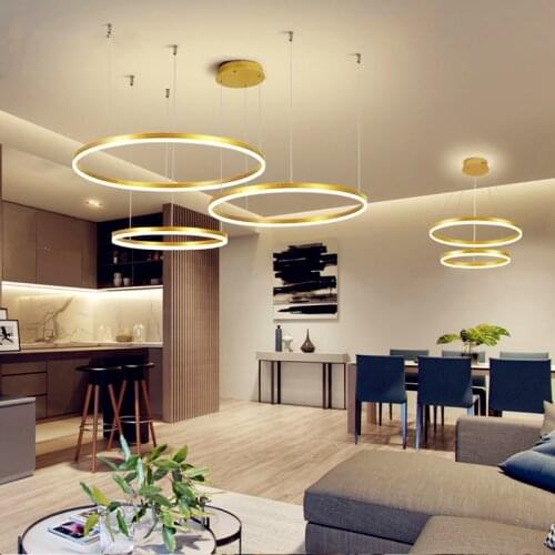 Circle Rings Acrylic LED Pendant Lights Aluminum Body 60CM 80CM 100CM luminaria Pendant Lamps For Foyer Bedroom Living Room