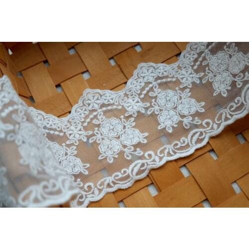 3meters/lot 7cm/7.5cm/8.8cm Wide Good Quality Natural White Cotton Embroidered Lace Trimming X834