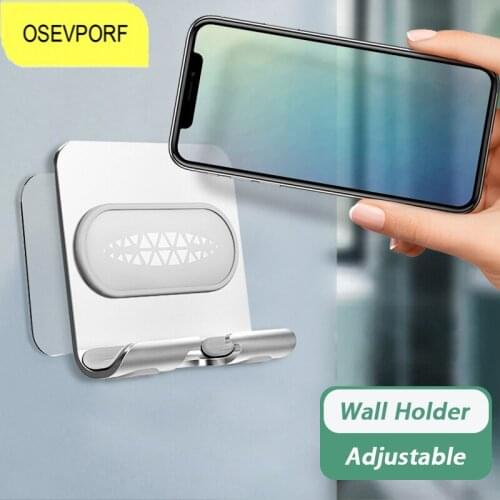 Punch-free Metal Mobile Phone Holder Stand for iPhone 11 12 Pro Max X Wall Adjustable Bracket for iPad Android for Bathroom