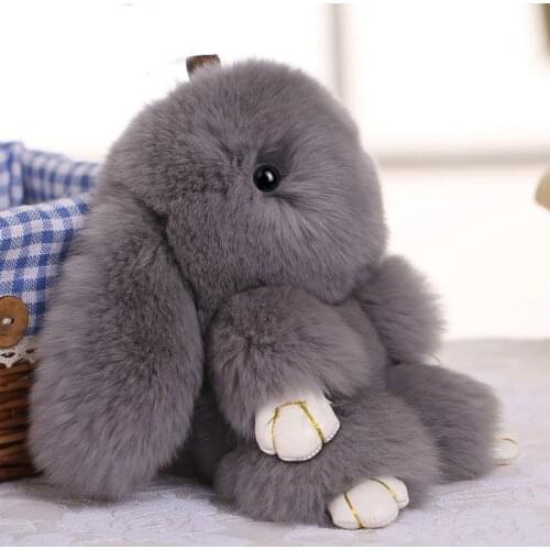 Cute Plush Bunny Keychain Women Fur Pom Pom Angel Rabbit Key Ring Hare Pompom Plush Dolls Toy Girls Bag Car Key Pendant