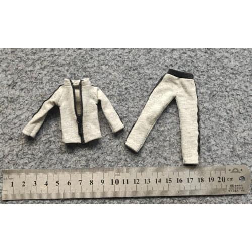 1/12 Scale Soldier Clothes Light Gray Sports Suit Model for 6" Action Doll