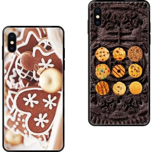 For iPhone 11 12 Pro 5 5S SE 5C 6 6S 7 8 X 10 XR XS Plus Max Delicious Food Biscuits Chocolate Greatest Tpu Black Soft Shell