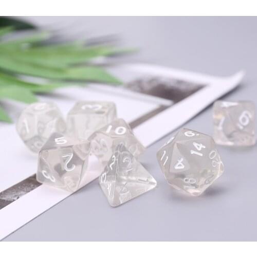 Set Of 7 Sided Polyhedral Dice For RPG DND D&D D4-D20 Clear