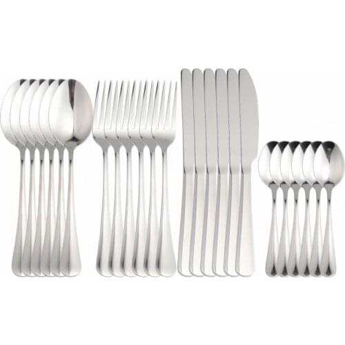 24Pcs/set Wedding Dinnerware Set Stainless Steel Western Tableware Set Silverware Travel Cutlery Set Flatware Kitchen Utensils