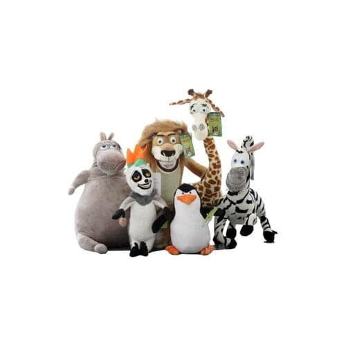 New arrival 20-35cm Movie Madagascar cartoon animals one lot / 6 pieces plush toys,birthday gift b9980
