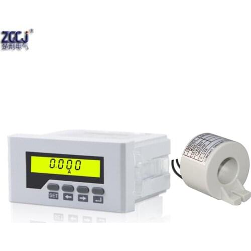 LCD display AC 100A 75A 50A 30A ampere meter single phase current meter panel meter with current sensor