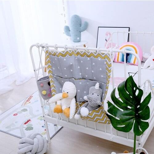Baby Crib Organizer Bed Hanging Storage Bag For Baby Essentials Multi-Purpose Baby Bed Organizer Hanging Diaper Toys Tissue 50cm