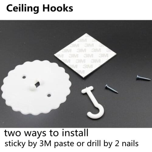 Ceiling Plastic Hooks Mosquito Net Hanger Wall Holder Two Ways to Install Sticky Paste or Drill Screw