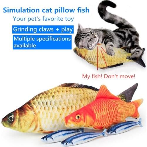 Plush Creative 3D Carp Fish Shape Cat Toy Gift Cute Simulation Fish Playing Toy For Pet Gifts Catnip Fish Stuffed Pillow Doll