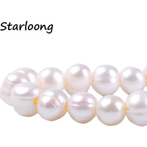 1pack/lot A high quality 8-9mm round white Thread punch natural freshwater pearl beads jewelry making for necklace & bracelet