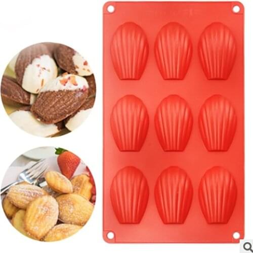 Silicone Cake Mold Madeleine Mold 9 Hole Shell Shape Chocolate Baking Pan Mold Cookie Mould Cake Decorating Tools