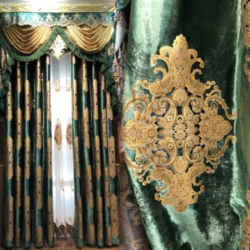 Modern European Curtain Window Curtains for Living Room and For Bedroom Embroidery Yarn Chenille