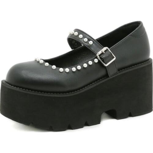 Brand New Female Lolita Cute Mary Janes Pumps Platform Wedges High Heels womens Pumps Sweet Gothic shoes Punk fall Shoes Woman