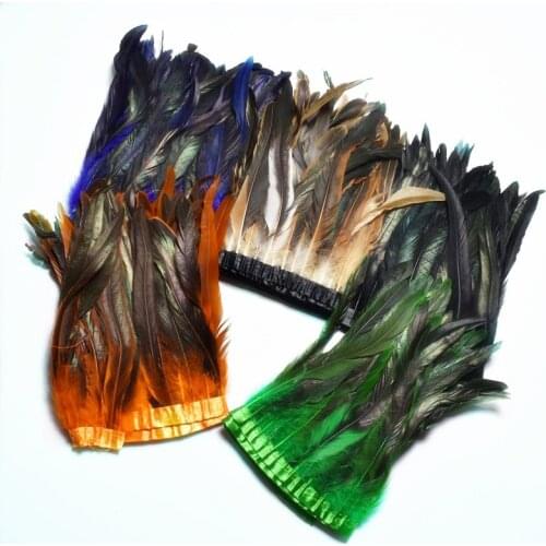 1yards rooster feathers Trimming fringe Carnival headdress plumas 25-30cm DIY Dyeing feathers ribbon clothing Party decoration