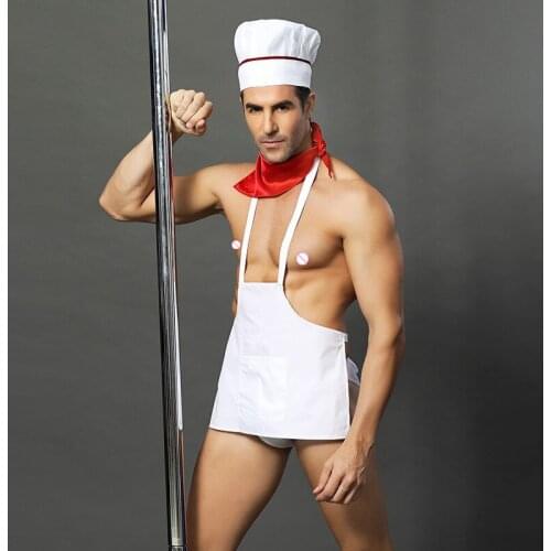 Adult Men Sexy Lingerie Hot Erotic Cook Chef Uniforms Halloween Party Cook Chef Costumes Fancy Food Servant Cosplay Outfits 6612
