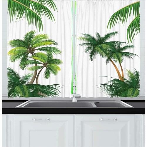 Tropical Palm Tree Window Curtains Home Decor Kitchen Draperies Curtains for Bedroom Living Room Curtain