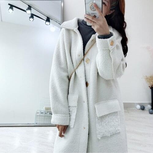 Women Lamb Fur Jackets Winter Thick Warm Women Long Coat Autumn Fashion New Long Sleeve Solid Loose Elegant Outwear DD2416