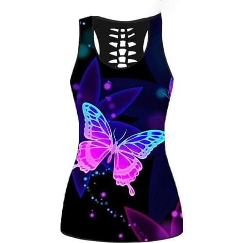 Fashion Plus Size 5XL Print Butterfly Skinny Vest Tank Top Women 2021 Summer Spring Hollow Out Sleeveless Tees Shirt T-shirt