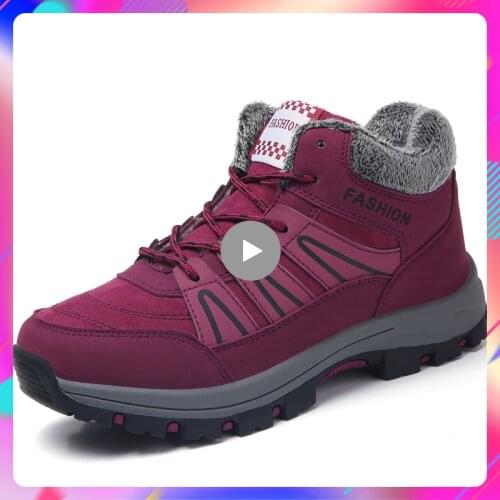 2019 Winter New Women Ooutdoor Boots Lace up Platform Warm Ankle Boots Sneakers Women Boots Ladies Cow Suede Casual Booties 8081