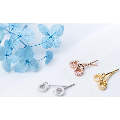 MloveAcc Authentic 925 Sterling Silver Circle Dazzling CZ Round Earrings for Women Luxury Jewelry Bijoux