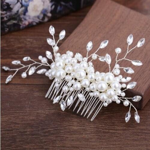 Bridal Hair Accessories Crystal Peals Hair Combs Wedding Hair Clips Accessories Jewelry Handmade Women Hair Ornaments Headpieces