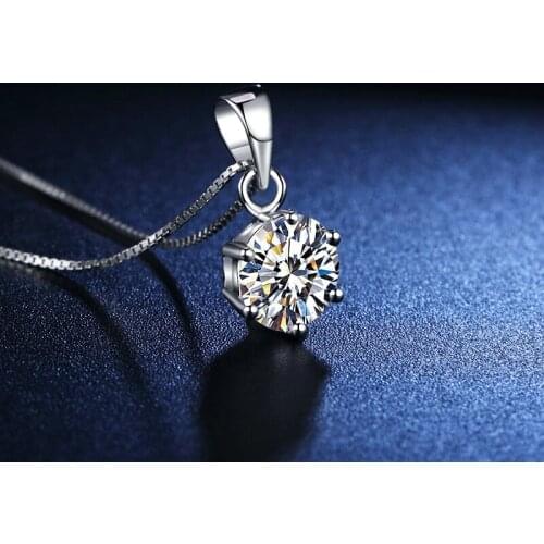 BOEYCJR 925 Silver 0.5ct/1ct/2ct D color Moissanite VVS Engagement Elegant Wedding Pendant Necklace for Women Anniversary Gift
