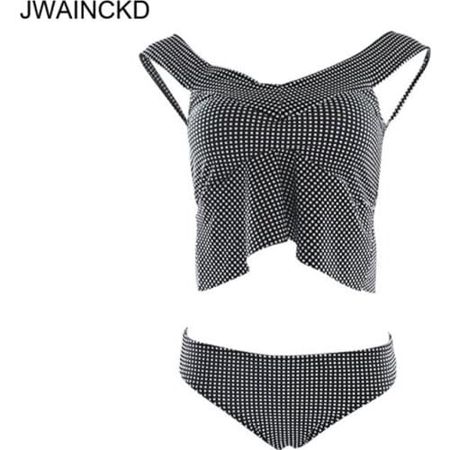 JWAINCKD Bikini 2019 Mujer Swimwear Women Low Waist Sexy V-neck Padded Bikinis Set Dot Vintage Push Up Swimsuit Modest Beachwear