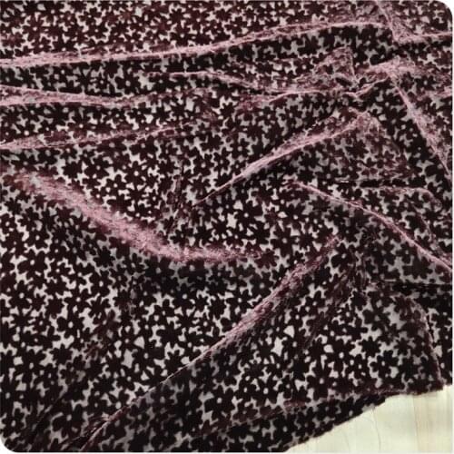 1 Meter Red Dark High Grade Silk Bottom Cloth Hollow Out Real Velvet Dress Cheongsam Shirt Fabric