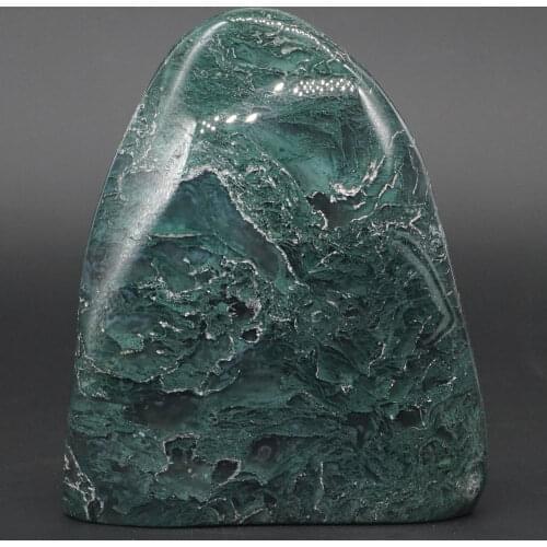 375g Natural Green Moss Agate Palm Stone Crystal Mineral Specimen Home Decor