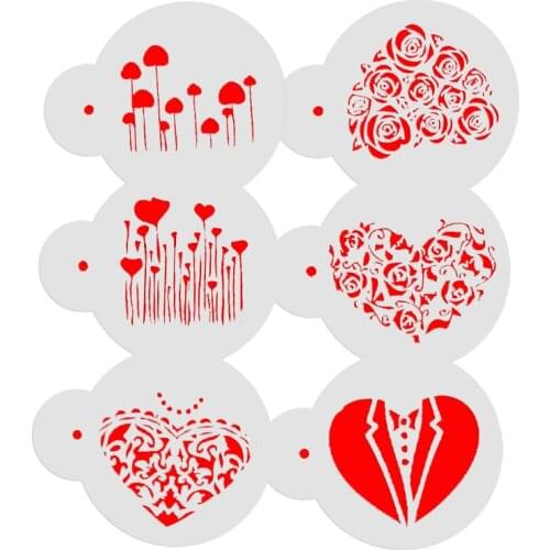 6pcs Lovely coffee pattern Layering Stencils for Diy scrapbook/photo album Decorative Embossing coloring,painting