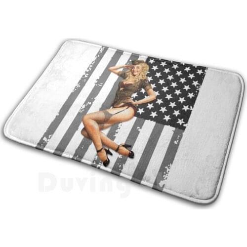 American Pinup Girl Soft Non-Slip Mat Rug 2689 Carpet Cushion Pinup Up Pinup Girl Up Girls Model Models World War 2 Ww2