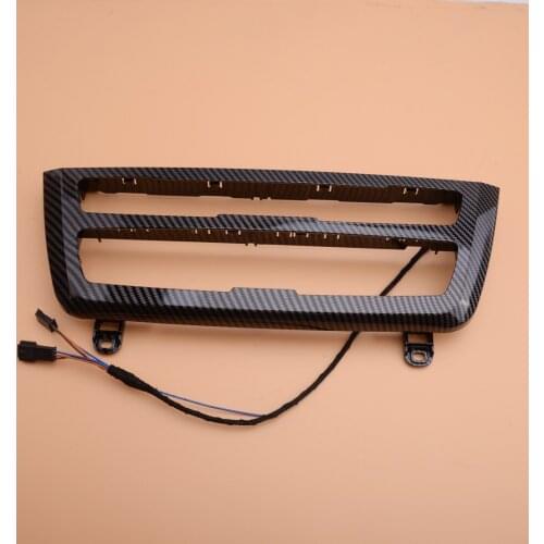 Car Center Console Dashboard AC Panel LED Luminescent Bezel Light Radio Trim fit for BMW 3 4 Series F30 LCI Carbon Fiber Texture
