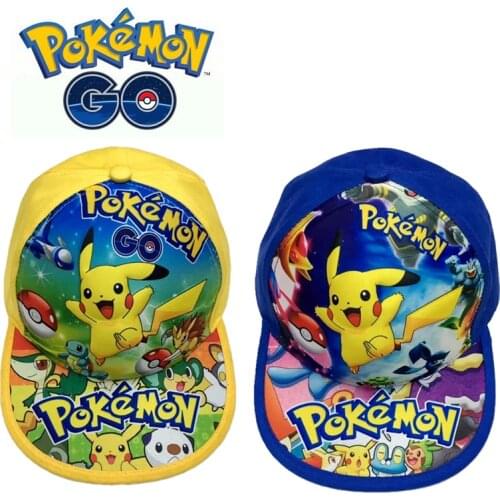 Anime Pokemon Pikachu Baseball Cap Adjustable Pokemon Cosplay Hip Hop Cap Girls Boys Childrens Figures Toys Gift Shipping Free