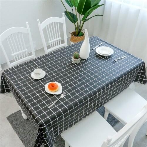 Black Plaid PVC Quality Tablecloth Oil Proof Dustproof Cover For Kitchen Dining Table Desk Cloths Living Room Tea Table Cloth