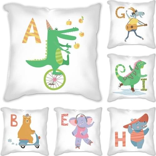 Decorative Throw Pillow Case english letter Cotton Linen Sofa Home Cushion Cover Capa De Almofadas 45x45cm Cartoon Cushions