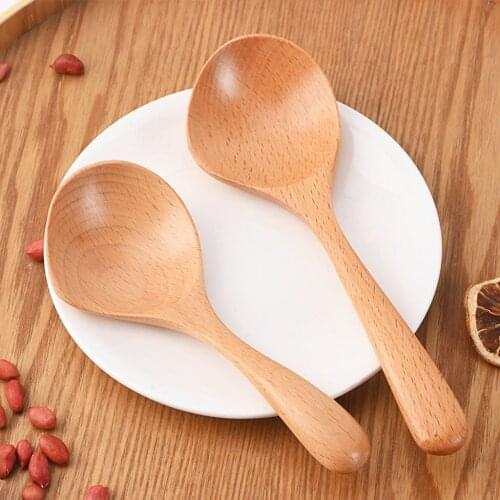 Natural Wood 1 pcs Kitchen Supplies Utensils with Long Handle Large Tableware Serving Spoon Soup Ladle Wooden Spoon