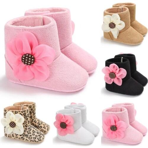 New Brand Infant Newborn Baby Toddler Boy Girl Soft Sole Flower Bow Crib Shoes Warm Boots Prewalker 0-18M