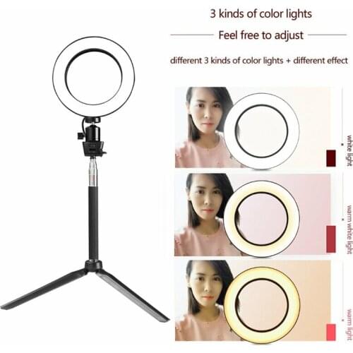 Photography LED SMD Selfie Ring Light 8" Dimmable Camera Phone Holder With Table Tripods For Makeup Video Live Studio Ring Lamp