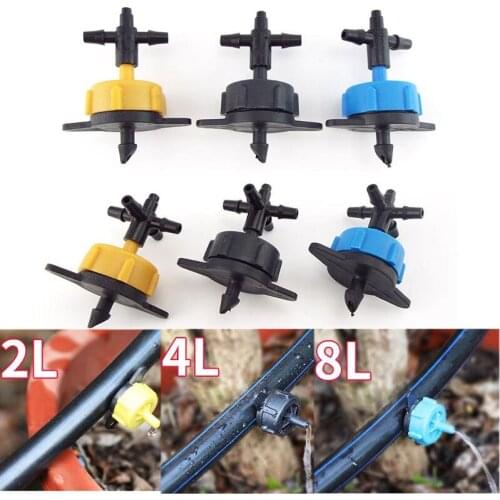 10/50 2L 4L 8L Flow Pressure mirco drip irrigation garden 4 Way 3/5mm Hose adapter connector Compensating Dripper Emitter Shunt