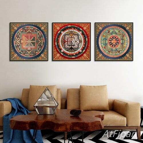 Classic Retro Ethnic Pattern Checkered Poster Print Canvas Painting Picture Aisle Home Wall Art Bedroom Modern Decoration Custom