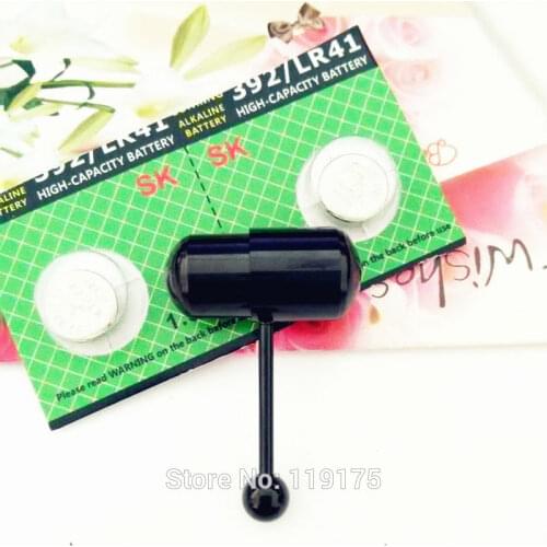 14G Vibrating Tongue Body Jewelry With 2 Free Battery Black Plating 316L Stainless Steel Tongue Piercing Barbell Ring