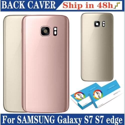 For Samsung Galaxy S7 Edge G935 S7 G930 Battery Back Cover Door Housing Replacement Repair Parts + ear Camera Glass Lens Frame