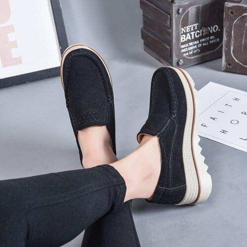 Height Increasing Sneakers Women Plus Size 42 Platform Sneaker Women Trainers Leather Suede Ladies Loafers Moccasins Casual Shoe